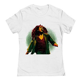 Junior's Bob Marley Halftone Background Graphic Tee