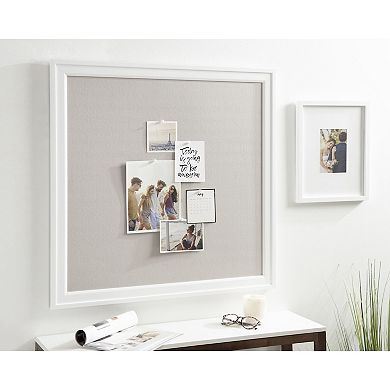 Bosc Framed Gray Linen Fabric Pinboard