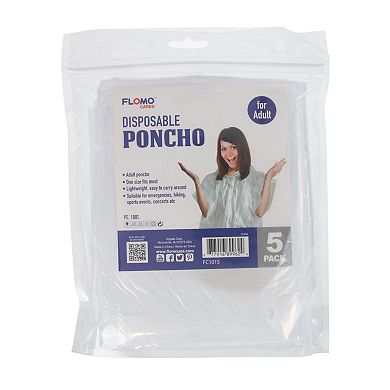 Ctm Adult Disposable Rain Ponchos (pack of 5)