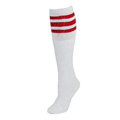 CTM Striped Top Ribbed Tube Socks (4 Pair Pack)