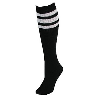 CTM Striped Top Ribbed Tube Socks (4 Pair Pack)
