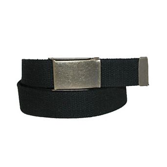 CTM Men's Fabric Belt with Brass Flip Top Buckle