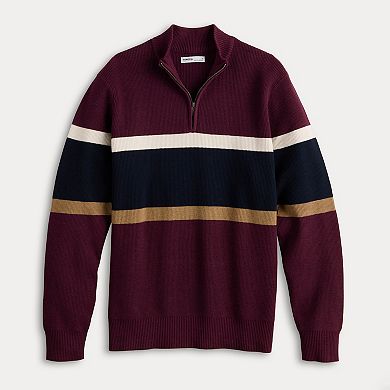 Men's Sonoma Goods For Life® Chest Stripe Quarter-Zip Sweater
