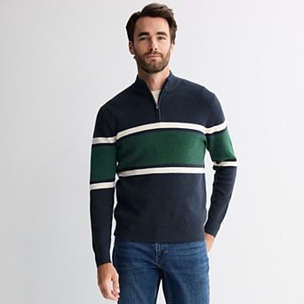 Men's Sonoma Goods For Life® Chest Stripe Quarter-Zip Sweater