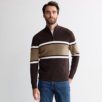 Men's Sonoma Goods For Life® Chest Stripe Quarter-Zip Sweater