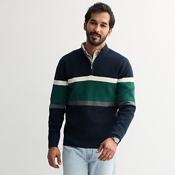 Men's Sonoma Goods For Life® Chest Stripe Quarter-Zip Sweater