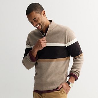 Men's Sonoma Goods For Life® Chest Stripe Quarter-Zip Sweater