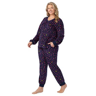 Plus Size Cuddl Duds® Crystal Fleece V-Neck Pajama Top & Pajama Jogger Set