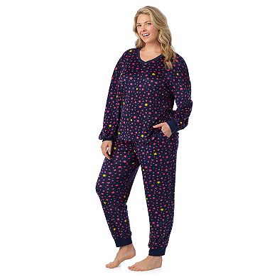 Plus Size Cuddl Duds® Crystal Fleece V-Neck Pajama Top & Pajama Jogger Set