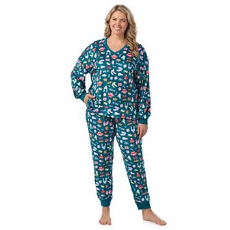 Plus Size Cuddl Duds® Crystal Fleece V-Neck Pajama Top & Pajama Jogger Set