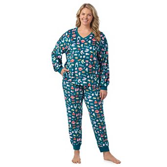 Plus Size Cuddl Duds® Crystal Fleece V-Neck Pajama Top & Pajama Jogger Set
