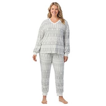 Plus Size Cuddl Duds® Crystal Fleece V-Neck Pajama Top & Pajama Jogger Set
