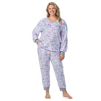 Plus Size Cuddl Duds® Crystal Fleece V-Neck Pajama Top & Pajama Jogger Set