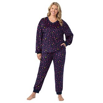 Plus Size Cuddl Duds® Crystal Fleece V-Neck Pajama Top & Pajama Jogger Set