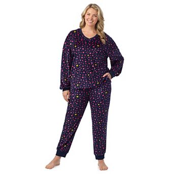 Plus Size Cuddl Duds® Crystal Fleece V-Neck Pajama Top & Pajama Jogger Set