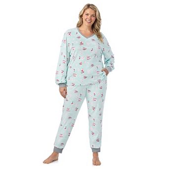 Plus Size Cuddl Duds® Crystal Fleece V-Neck Pajama Top & Pajama Jogger Set