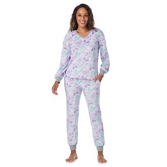 Women's Long Cuddl Duds® Crystal Fleece V-Neck Pajama Top & Pajama Jogger Set