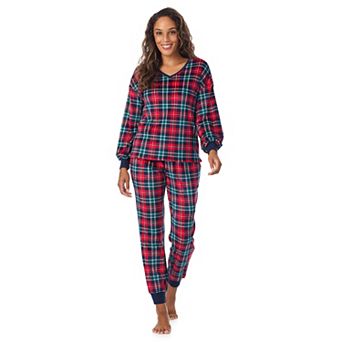 Women's Long Cuddl Duds® Crystal Fleece V-Neck Pajama Top & Pajama Jogger Set