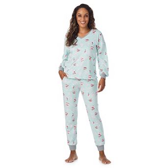 Women's Long Cuddl Duds® Crystal Fleece V-Neck Pajama Top & Pajama Jogger Set