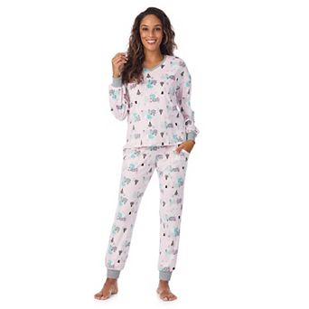 Women's Long Cuddl Duds® Crystal Fleece V-Neck Pajama Top & Pajama Jogger Set