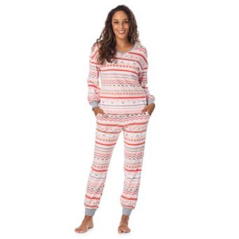 Women's Long Cuddl Duds® Crystal Fleece V-Neck Pajama Top & Pajama Jogger Set