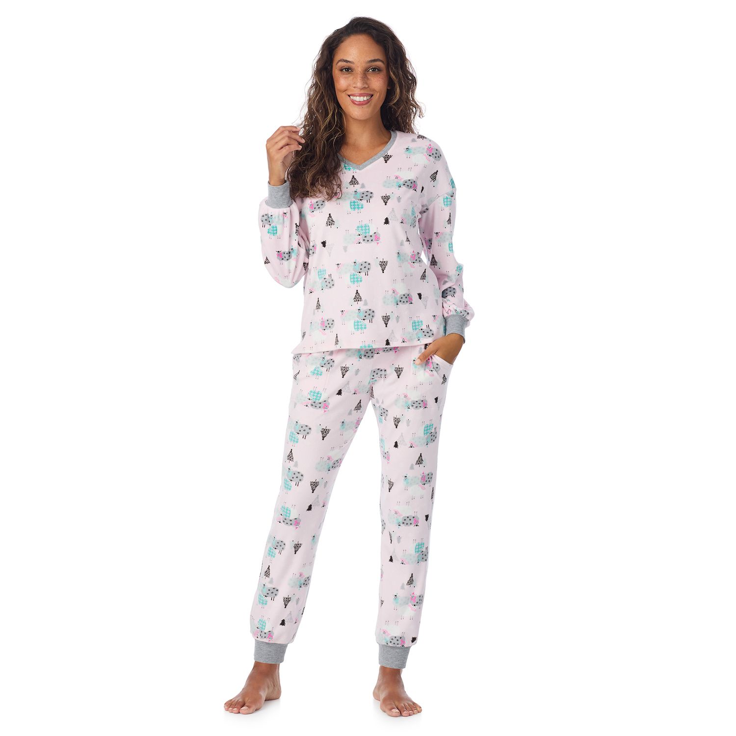 Cllios Women's Pajama Sets Trendy Plaid Print Long Sleeve Button Down Sleepwear Nightwear Soft Pjs Lounge Sets Pink M 2xl