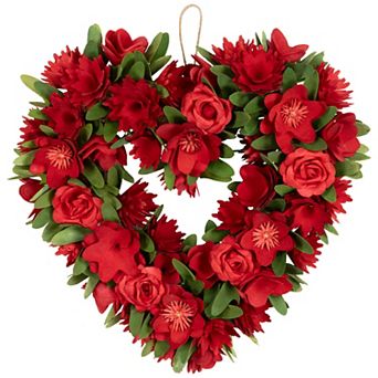 Northlight Mixed Floral Artificial Valentine's Day Heart Wreath