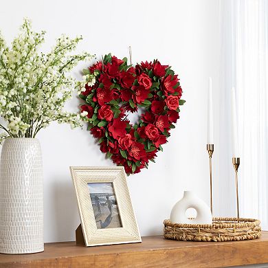 Northlight Mixed Floral Artificial Valentine's Day Heart Wreath