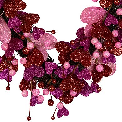 Northlight Glittered Hearts & Berries Valentine's Day Twig Wreath