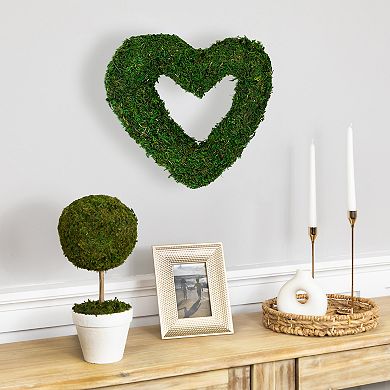 Northlight Green Reindeer Moss Heart Twig Artificial Wreath