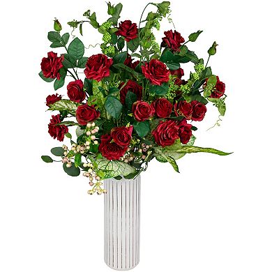Northlight 6-Piece Real Touch™ Red Artificial Rose Floral Spray