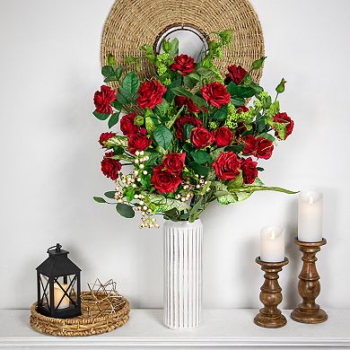 Northlight 6-Piece Real Touch™ Red Artificial Rose Floral Spray