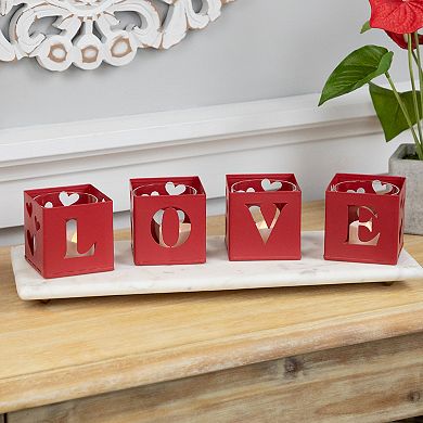 Northlight 4-Piece Love Blocks Valentine's Day Metal Votive Candle Holders