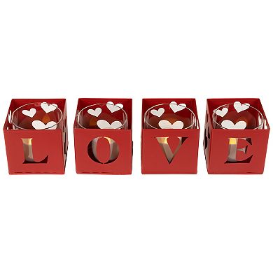 Northlight 4-Piece Love Blocks Valentine's Day Metal Votive Candle Holders