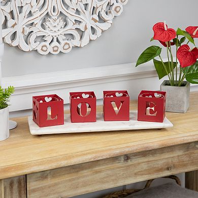 Northlight 4-Piece Love Blocks Valentine's Day Metal Votive Candle Holders