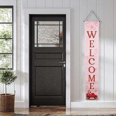 Northlight 2-Piece Pink "Welcome" & "Happy Valentine's Day" Outdoor Door Banners