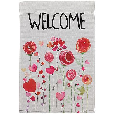 Northlight Roses & Hearts Floral "Welcome" Outdoor Garden Flag