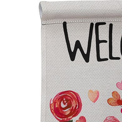 Northlight Roses & Hearts Floral "Welcome" Outdoor Garden Flag