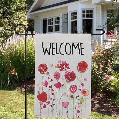 Northlight Roses & Hearts Floral "Welcome" Outdoor Garden Flag