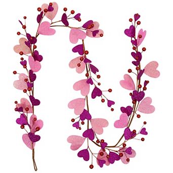 Northlight 6 ft. Glittered Hearts & Berries Valentine's Day Garland
