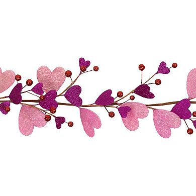 Northlight 6 ft. Glittered Hearts & Berries Valentine's Day Garland