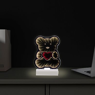 Northlight LED Lighted 3D Teddy Bear with Heart Infinity Mirror