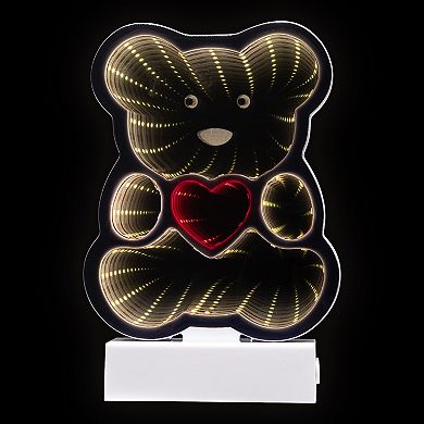 Northlight LED Lighted 3D Teddy Bear with Heart Infinity Mirror