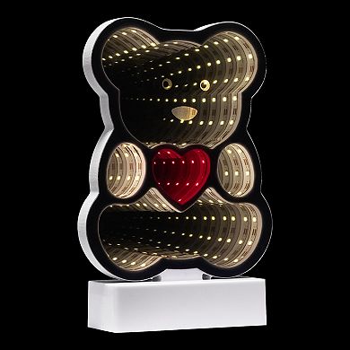 Northlight LED Lighted 3D Teddy Bear with Heart Infinity Mirror