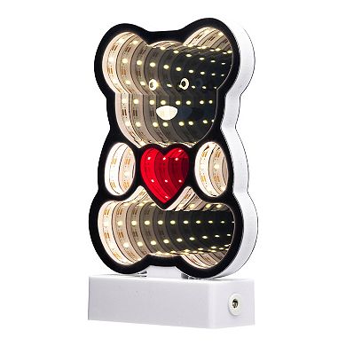 Northlight LED Lighted 3D Teddy Bear with Heart Infinity Mirror