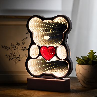 Northlight LED Lighted 3D Teddy Bear with Heart Infinity Mirror