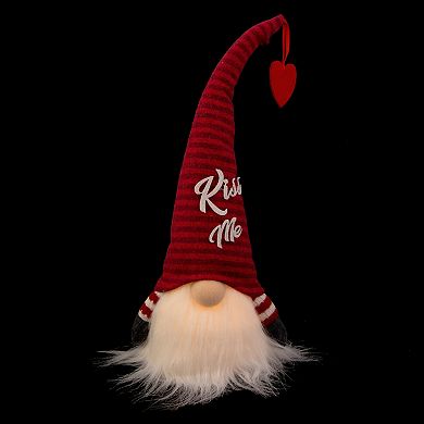 Northlight 14 in. Lighted Red Striped 'Kiss Me' Valentine's Day Gnome