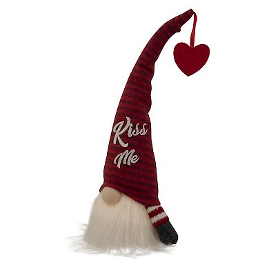 Northlight 14 in. Lighted Red Striped 'Kiss Me' Valentine's Day Gnome