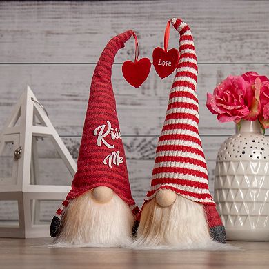 Northlight 14 in. Lighted Red Striped 'Kiss Me' Valentine's Day Gnome