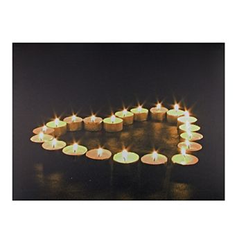 Northlight LED Lighted Flickering Heart-Shaped Candles Canvas Wall Art